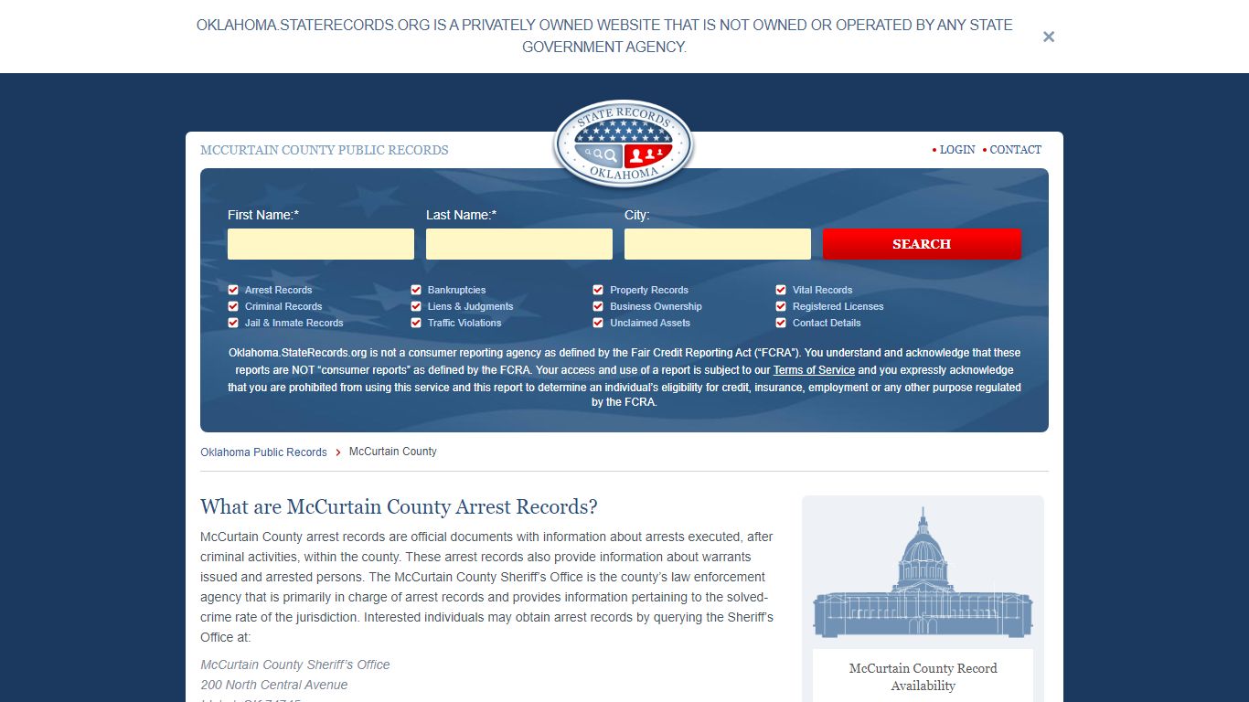 MCCURTAIN COUNTY PUBLIC RECORDS - StateRecords.org